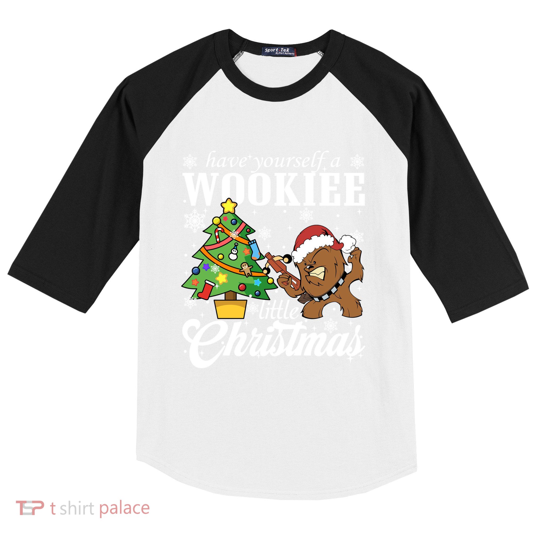 Have Yourself A Wookie Little Christmas Santa Chewbacca Baseball Sleeve Shirt