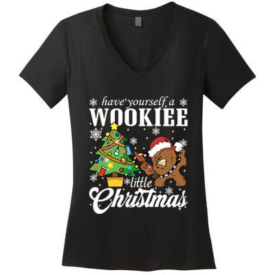 Have Yourself A Wookie Little Christmas Santa Chewbacca Women's V-Neck T-Shirt