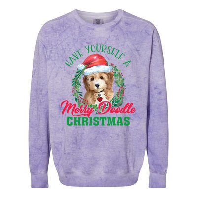 Have Yourself A Merry Doodle Christmas Goldendoodle Dog Love Cool Gift Colorblast Crewneck Sweatshirt