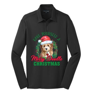 Have Yourself A Merry Doodle Christmas Goldendoodle Dog Love Cool Gift Silk Touch Performance Long Sleeve Polo