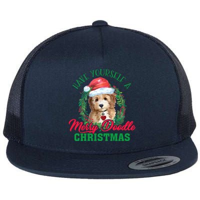 Have Yourself A Merry Doodle Christmas Goldendoodle Dog Love Cool Gift Flat Bill Trucker Hat