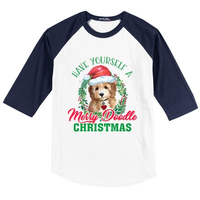 Have Yourself A Merry Doodle Christmas Goldendoodle Dog Love Cool Gift Baseball Sleeve Shirt