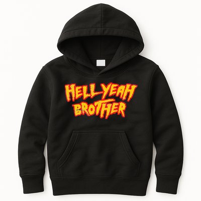 Hell Yeah Brother Funny 80S Wrestling Vegas Pool Party Kids Hoodie