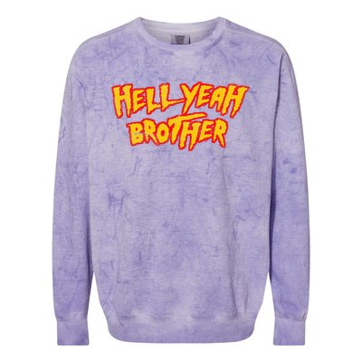 Hell Yeah Brother Funny 80S Wrestling Vegas Pool Colorblast Crewneck Sweatshirt