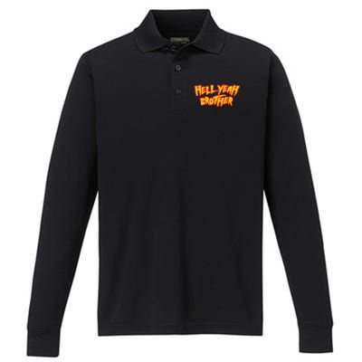 Hell Yeah Brother Funny 80S Wrestling Vegas Pool Performance Long Sleeve Polo