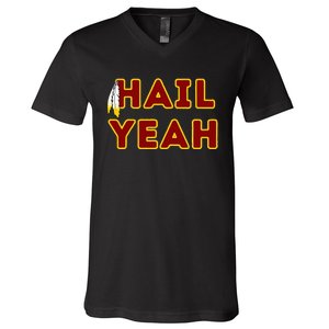 Hail Yeah Burgundy Gold Foot Ball V-Neck T-Shirt