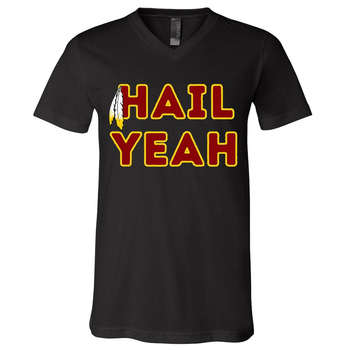 Hail Yeah Burgundy Gold Foot Ball V-Neck T-Shirt