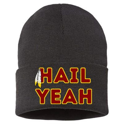 Hail Yeah Burgundy Gold Foot Ball Sustainable Knit Beanie