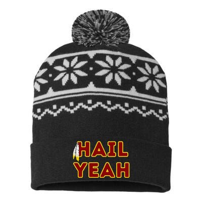 Hail Yeah Burgundy Gold Foot Ball USA-Made Snowflake Beanie