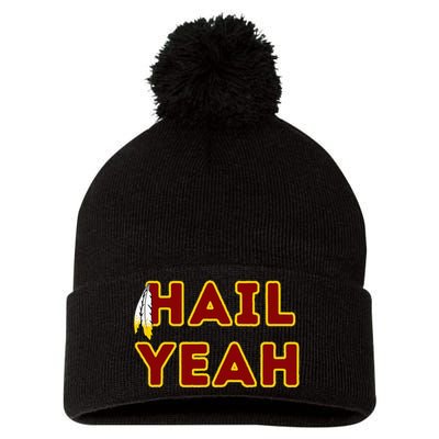 Hail Yeah Burgundy Gold Foot Ball Pom Pom 12in Knit Beanie