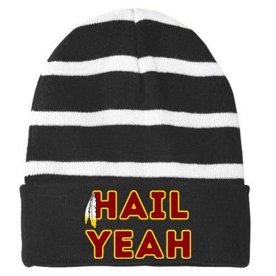 Hail Yeah Burgundy Gold Foot Ball Striped Beanie with Solid Band