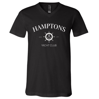 Hamptons Yacht Club Tennis Crewneck Preppy Aesthetic V-Neck T-Shirt