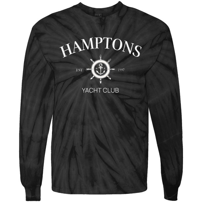 Hamptons Yacht Club Tennis Crewneck Preppy Aesthetic Tie-Dye Long Sleeve Shirt