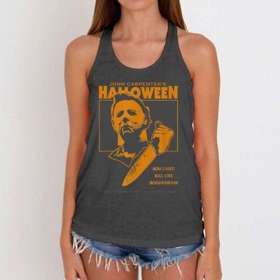 Halloween You Can't Kill The Boogeyman! Women's Knotted Racerback Tank