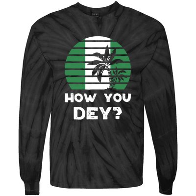 How You Dey Nigerian Flag Quote Tie-Dye Long Sleeve Shirt