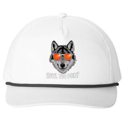 Howl You Doin Wolf With Sunglasses Snapback Five-Panel Rope Hat