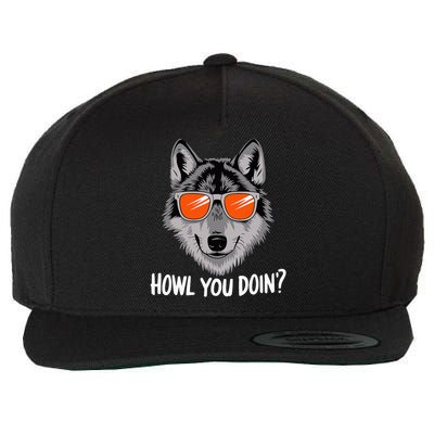 Howl You Doin Wolf With Sunglasses Wool Snapback Cap