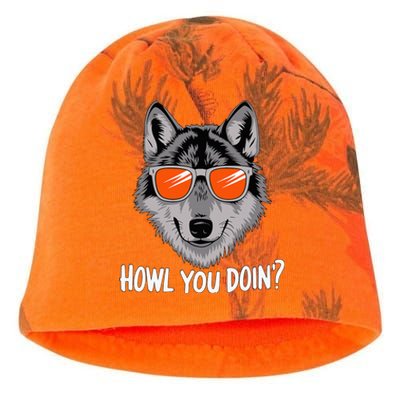 Howl You Doin Wolf With Sunglasses Kati - Camo Knit Beanie