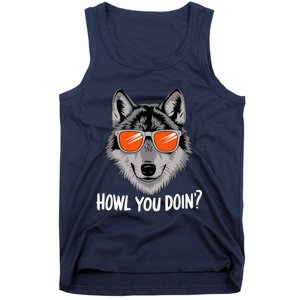 Howl You Doin Wolf With Sunglasses Tank Top