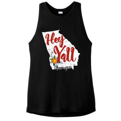 Hey YaLl Georgia Ladies PosiCharge Tri-Blend Wicking Tank