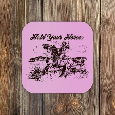 Hold Your Horses Rodeo Western Cowboy Retro Gift Coaster