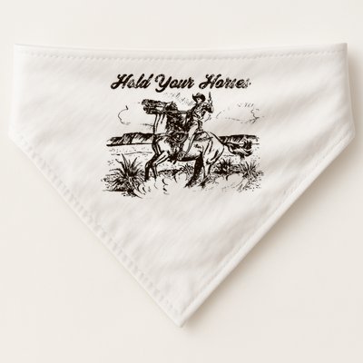 Hold Your Horses Rodeo Western Cowboy Retro Gift USA-Made Doggie Bandana