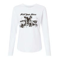 Hold Your Horses Rodeo Western Cowboy Retro Gift Womens Cotton Relaxed Long Sleeve T-Shirt