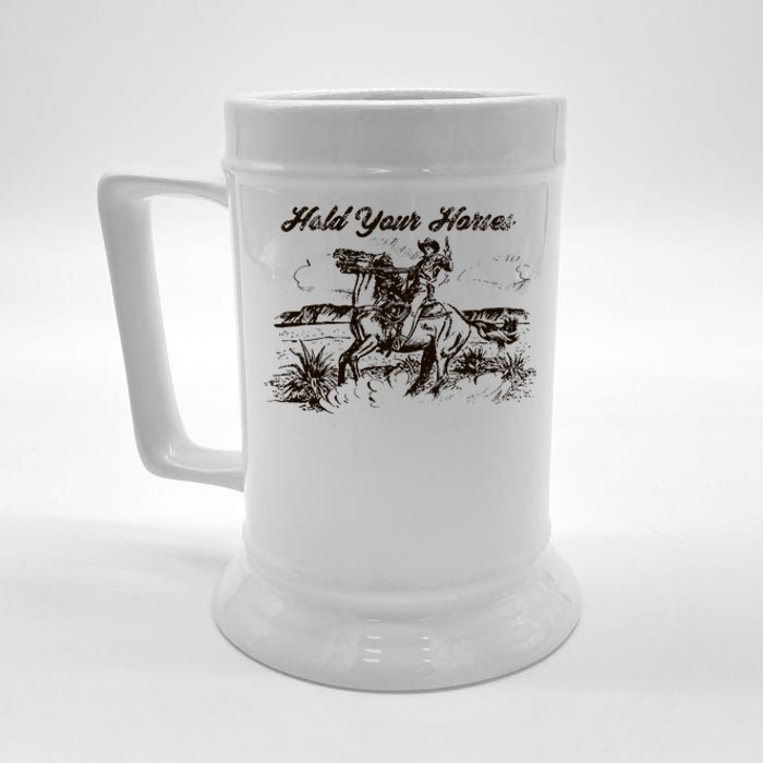 Hold Your Horses Rodeo Western Cowboy Retro Gift Beer Stein