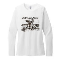 Hold Your Horses Rodeo Western Cowboy Retro Gift Womens CVC Long Sleeve Shirt