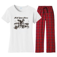 Hold Your Horses Rodeo Western Cowboy Retro Gift Women's Flannel Pajama Set