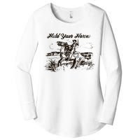 Hold Your Horses Rodeo Western Cowboy Retro Gift Women's Perfect Tri Tunic Long Sleeve Shirt