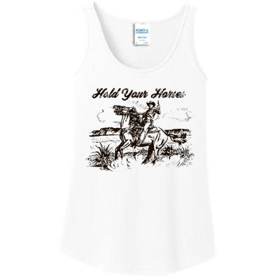 Hold Your Horses Rodeo Western Cowboy Retro Gift Ladies Essential Tank