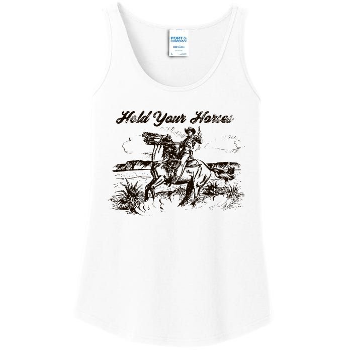 Hold Your Horses Rodeo Western Cowboy Retro Gift Ladies Essential Tank