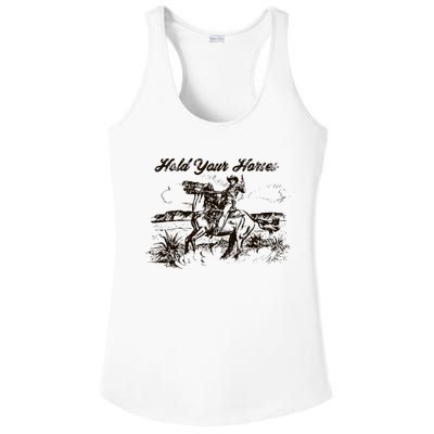 Hold Your Horses Rodeo Western Cowboy Retro Gift Ladies PosiCharge Competitor Racerback Tank