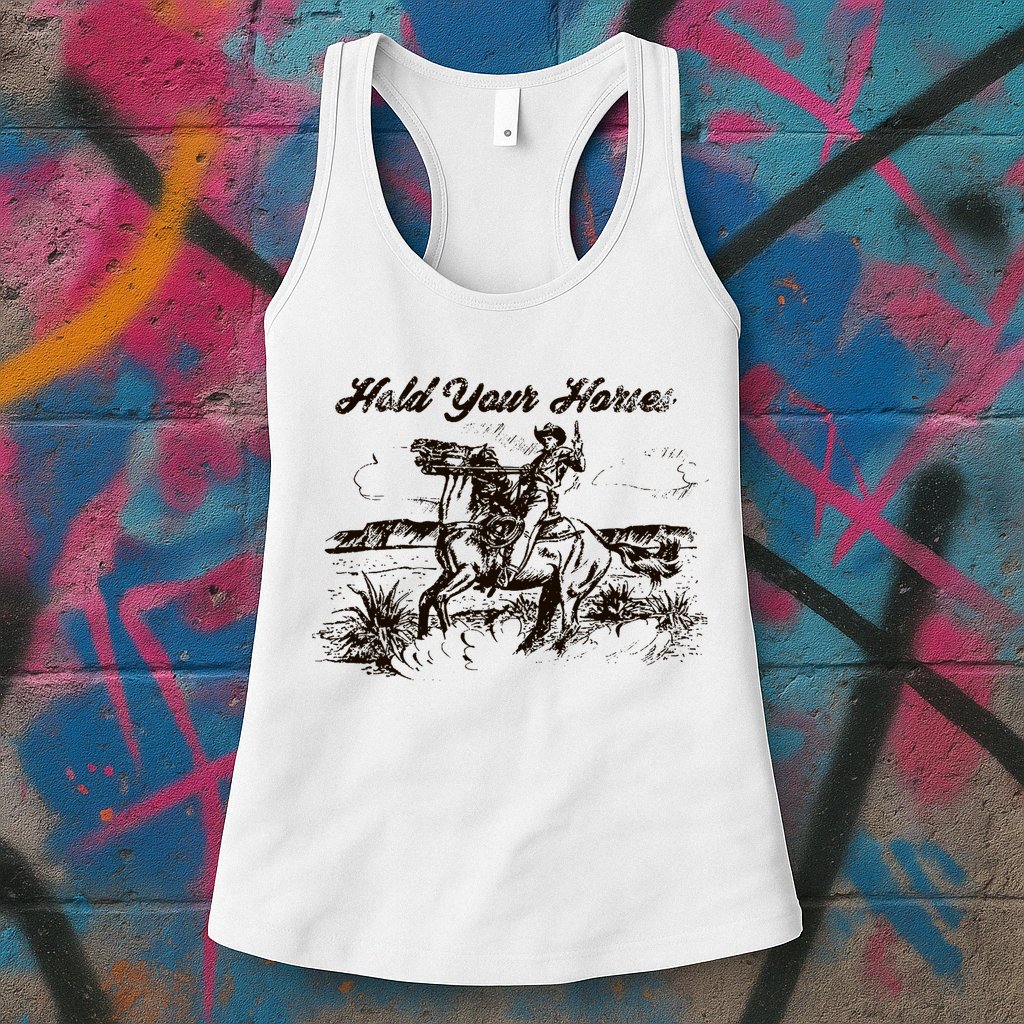 Hold Your Horses Rodeo Western Cowboy Retro Gift Womens Tank Top