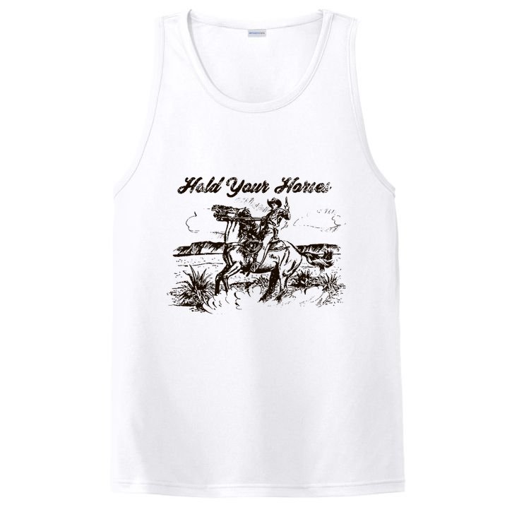 Hold Your Horses Rodeo Western Cowboy Retro Gift PosiCharge Competitor Tank