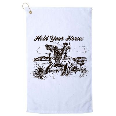 Hold Your Horses Rodeo Western Cowboy Retro Gift Golf Towel