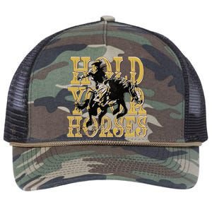 Hold Your Horse Horsing Cowboy Cowgirl Western Retro Rope Trucker Hat Cap