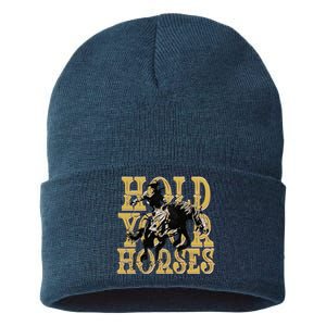 Hold Your Horse Horsing Cowboy Cowgirl Western Sustainable Knit Beanie