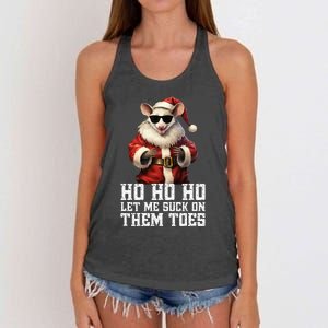 Hell Yeah I Suck Toes Possum Santa Embarrassing Christmas Women's Knotted Racerback Tank