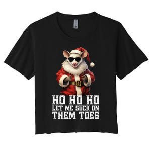 Hell Yeah I Suck Toes Possum Santa Embarrassing Christmas Women's Crop Top Tee