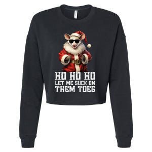 Hell Yeah I Suck Toes Possum Santa Embarrassing Christmas Cropped Pullover Crew