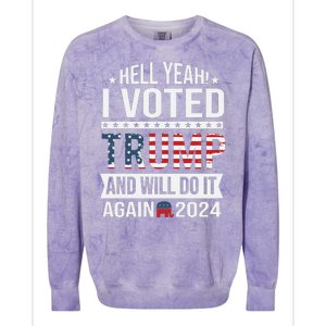 Hell Yeah! I Voted Trump Colorblast Crewneck Sweatshirt