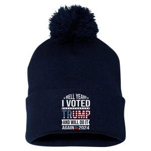 Hell Yeah! I Voted Trump Pom Pom 12in Knit Beanie