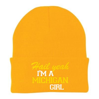 Hail Yeah I'm A Michigan Girl Knit Cap Winter Beanie