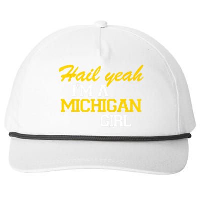 Hail Yeah I'm A Michigan Girl Snapback Five-Panel Rope Hat