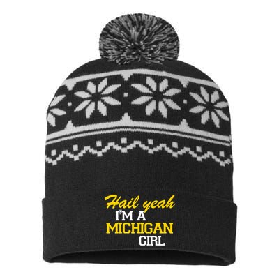 Hail Yeah I'm A Michigan Girl USA-Made Snowflake Beanie