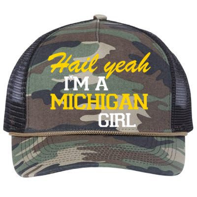 Hail Yeah I'm A Michigan Girl Retro Rope Trucker Hat Cap