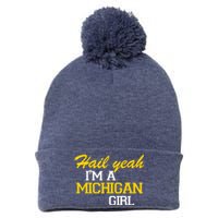 Hail Yeah I'm A Michigan Girl Pom Pom 12in Knit Beanie