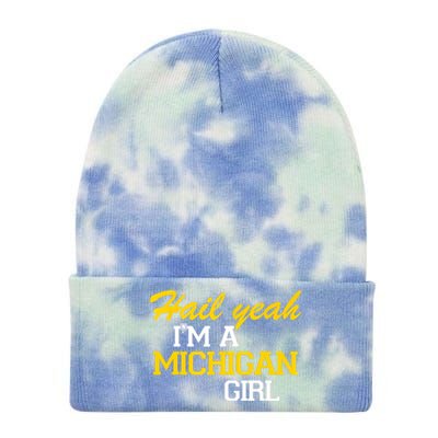 Hail Yeah I'm A Michigan Girl Tie Dye 12in Knit Beanie